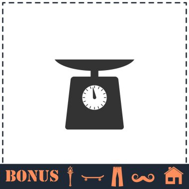 Ağırlık ölçeği simgesi düz. Basit vektör sembolü ve bonus simgesi