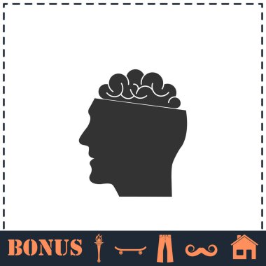 Açık zihin ikonu düzlüğü. Basit vektör sembolü ve bonus simgesi