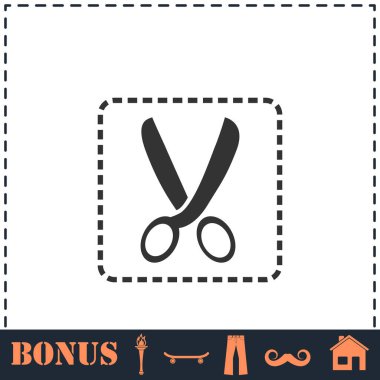 Kupon kesme ikonu düz. Basit vektör sembolü ve bonus simgesi