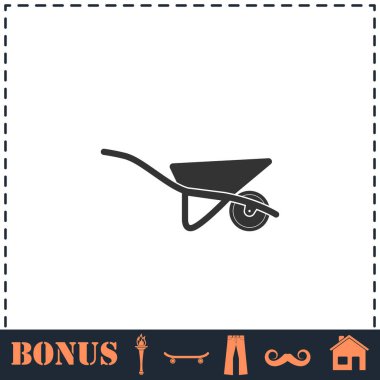 El arabası simgesi düz. Basit vektör sembolü ve bonus simgesi