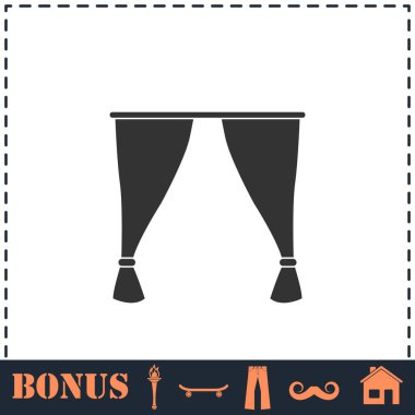 Perde simgesi düz. Basit vektör sembolü ve bonus simgesi