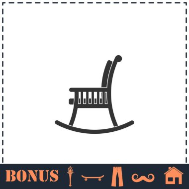 Sallanan sandalye ikonu düz. Basit vektör sembolü ve bonus simgesi