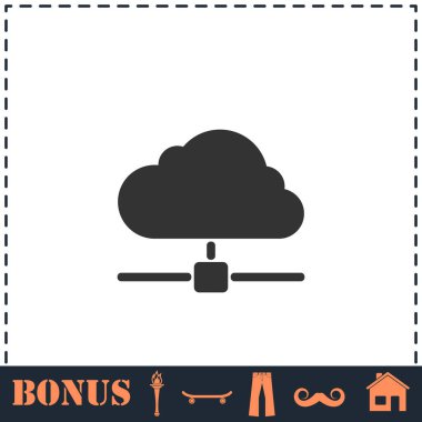 Bulut hesaplama, sunucu simgesi düz. Basit vektör sembolü ve bonus simgesi