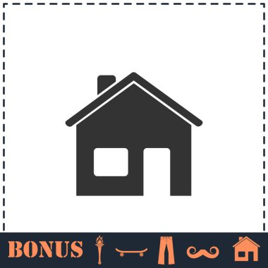 Ev simgesi düz. Basit vektör sembolü ve bonus simgesi
