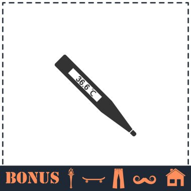 Tıbbi termometre simgesi düz. Basit vektör sembolü ve bonus simgesi