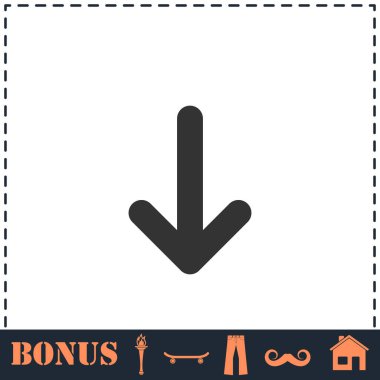 Aşağı ok simgesi düz. Basit vektör sembolü ve bonus simgesi