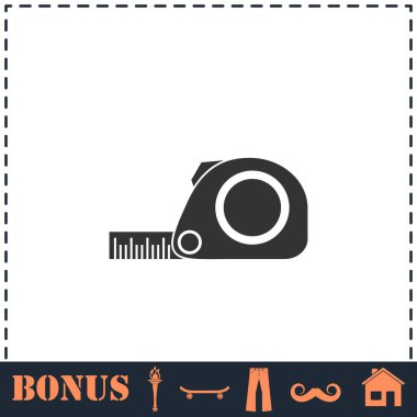 Teyp ölçüsü simgesi düz. Basit vektör sembolü ve bonus simgesi