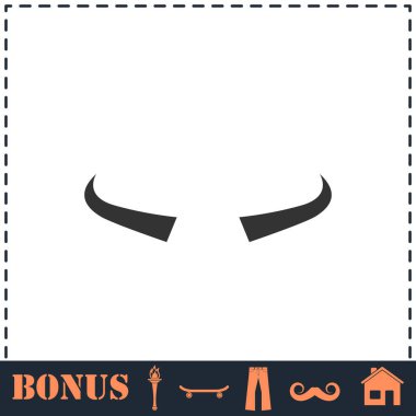 Bufalo boynuzu simgesi düz. Basit vektör sembolü ve bonus simgesi