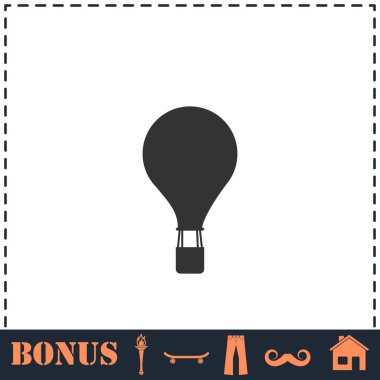 Sıcak hava balonu simgesi düz. Basit vektör sembolü ve bonus simgesi