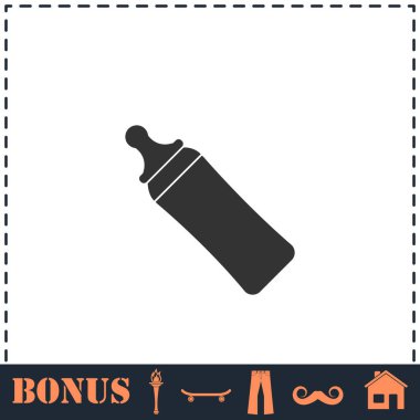 Bebek şişe ikonu düz. Basit vektör sembolü ve bonus simgesi