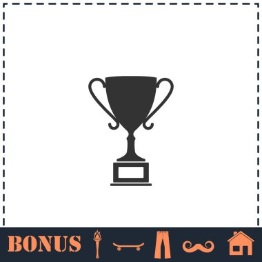 Spor kupası simgesi düz. Basit vektör sembolü ve bonus simgesi