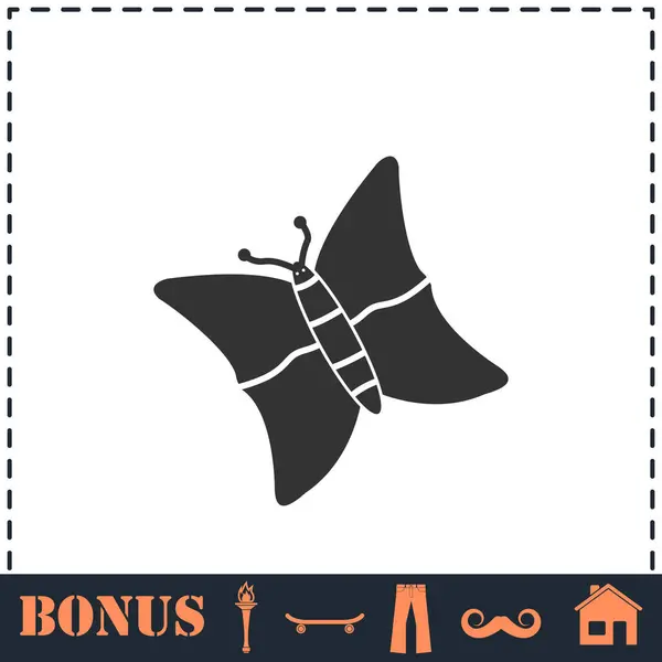 Значок Бабочки Плоский Простой Векторный Символ Значок Бонуса — стоковый вектор