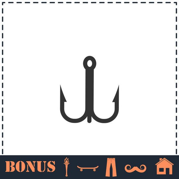 Fishhook icon icon flat. Simple vector symbol and bonus icon