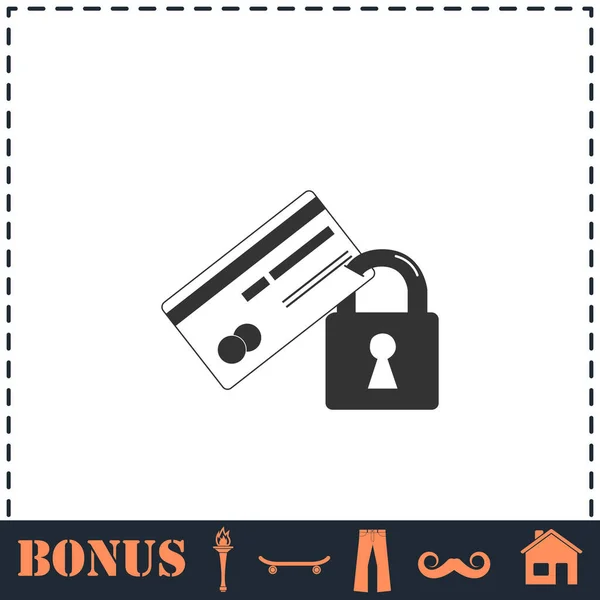 Tarjeta Crédito Icono Seguridad Plana Símbolo Vector Simple Icono Bonificación Vector De Stock