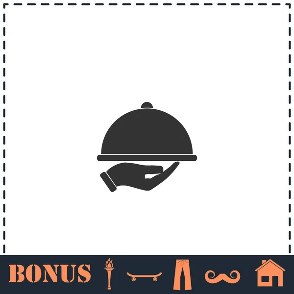 Restaurante Cloche Mano Icono Plano Símbolo Vector Simple Icono Bonificación Gráficos Vectoriales