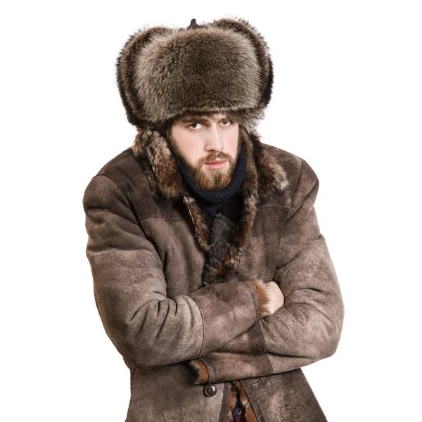 Man in the coat  feel cold Stock Image