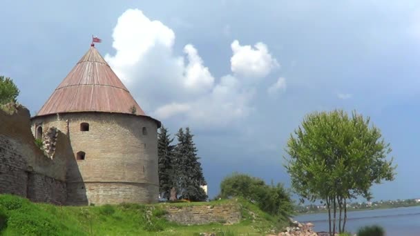 Erőd Shlisselburg város Shlisselburg, Oroszország — Stock videók