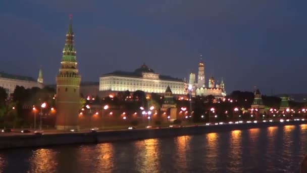 Bezienswaardigheden van Moskou 's nachts — Stockvideo