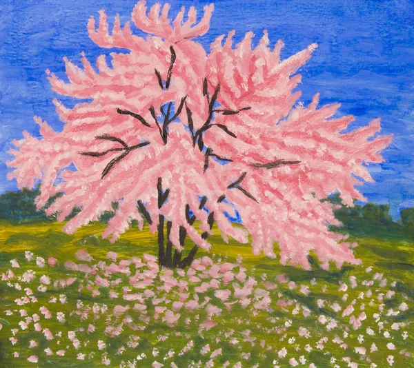 Cercis tree, painting