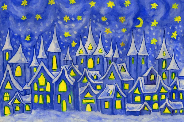 Dreamstown in blue, painting — Stock Photo, Image