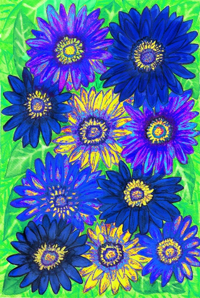 Blue gerbera, illustration — Stock Photo, Image