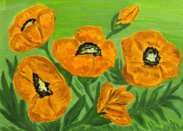 Pipocas de laranja, pintura a óleo — Fotografia de Stock