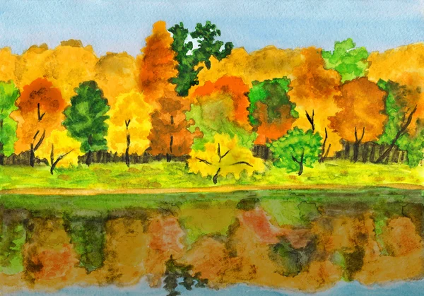 Bosque de otoño, pintura —  Fotos de Stock