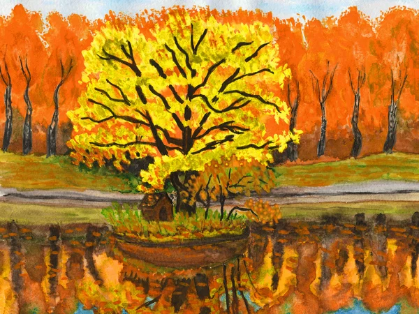 Herbstlandschaft, Malerei — Stockfoto