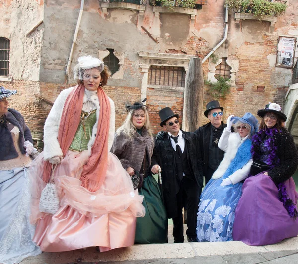 Personas Disfraces Carnaval Máscaras Carnaval Venecia 2020 Venecia Italia Europa — Foto de Stock
