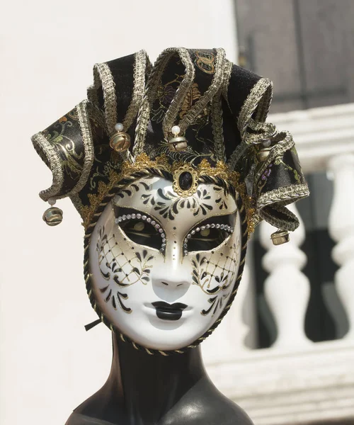 Máscara Carnaval Feminina Preta Carnaval Veneza 2020 Veneza Itália Europa — Fotografia de Stock
