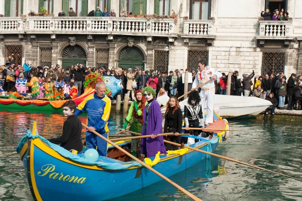 Venice Carnival 2020 Grand Opening Carnival Water Parade Canarregio Canal — Stock Photo, Image