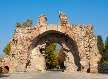 HISAR, BULGARIA - NOVEMBER 07, 2015: ruins of gates of ancient Roman fortress.