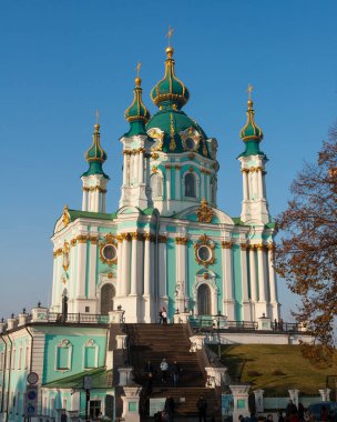 Kiev, başkent OUKRAINE - NOVEMBER 10, 2018: St. Andrey Ortodoks Katedrali.