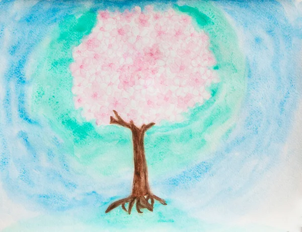 Baum mit rosa und weißen Blüten — Stockfoto