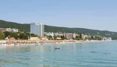 Altın Kumlar, Bulgaria - Haziran 02, 2015 Oteller ve Plaj