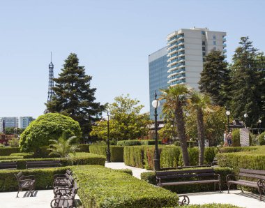 GOLDEN SANDS, BULGARIA - HAZİRAN 02, 2015: Golden Sands tatil beldesi, Golden Sands, Varna, Bulgaristan