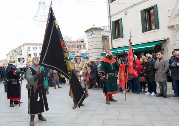 Venise Italie Février 2020 Défilé Maries Sur Carnaval Venise Italie — Photo