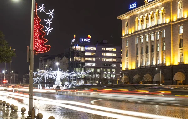 Sophia Bulgaria December 2019 Illumination Christmas New Year Holidays Street — 图库照片