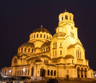 Geceleri, Bulgaristan, Sofya ve Bulgaristan 'ın başkent katedrali Alexander Nevsky Katedrali.