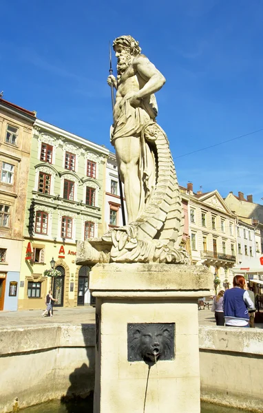 Lvov, fountain "Neptune" — Stock Photo, Image