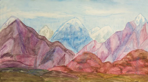 Цветные холмы, живопись — стоковое фото