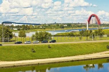 Moskova, pitoresk Köprüsü ve buzdan bir saray Krylatskoye