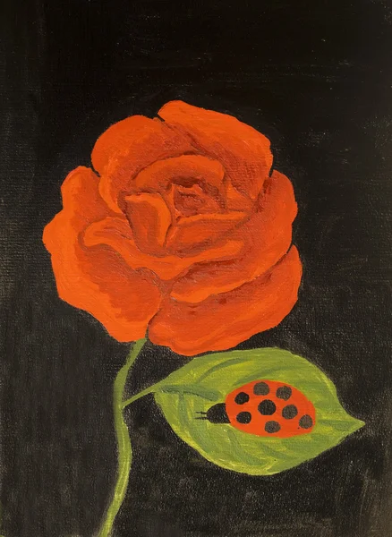 Rose rouge, peinture à l'huile — Photo