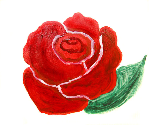 Red rose, oil painting