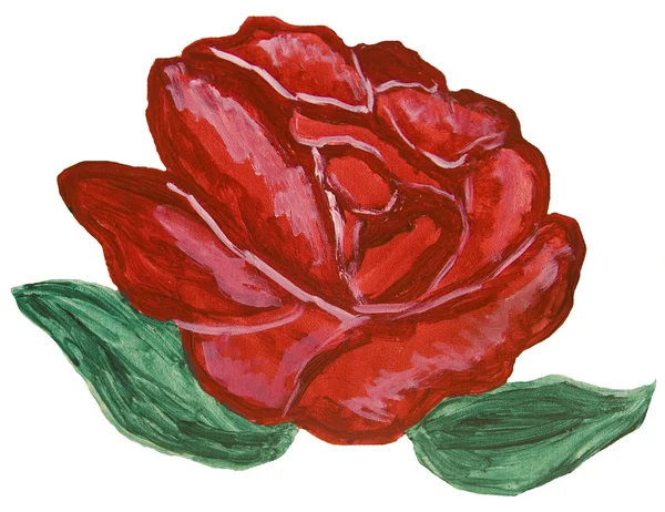 Червона троянда, живопис — стокове фото