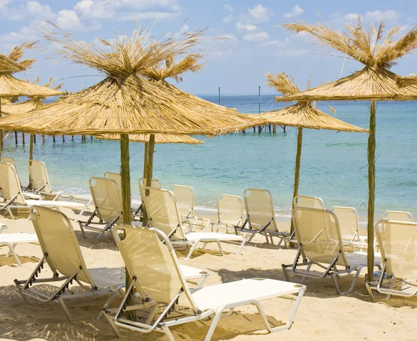 Экзотические пляжные зонтики Стоковая Картинка
