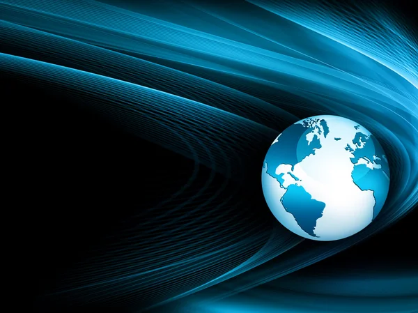 Bestes Internet-Konzept des globalen Geschäfts. Globus, glühende Linien auf technologischem Hintergrund. Elektronik, Wi-Fi, Strahlen, Symbole Internet, Fernsehen, Mobilfunk und Satellitenkommunikation — Stockfoto