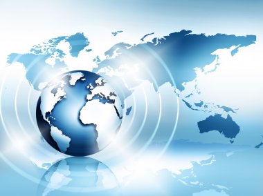 En iyi Internet kavramı küresel iş. Küre, teknolojik arka plan üzerinde parlak çizgiler. Elektronik, Wi-Fi, ışınları, simge Internet, televizyon, telefon ve uydu communicationsblue bulanıklık