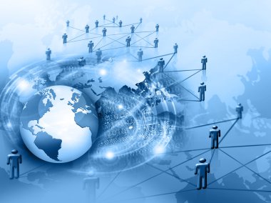 En iyi Internet kavramı küresel iş. Küre, teknolojik arka plan üzerinde parlak çizgiler. Elektronik, Wi-Fi, ışınları, simge Internet, televizyon, telefon ve uydu communicationsblue bulanıklık