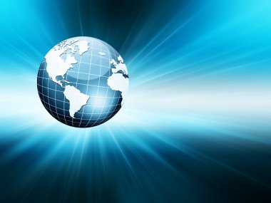 En iyi Internet kavramı küresel iş. Küre, teknolojik arka plan üzerinde parlak çizgiler. Elektronik, Wi-Fi, ışınları, simge Internet, televizyon, telefon ve uydu communicationsblue bulanıklık